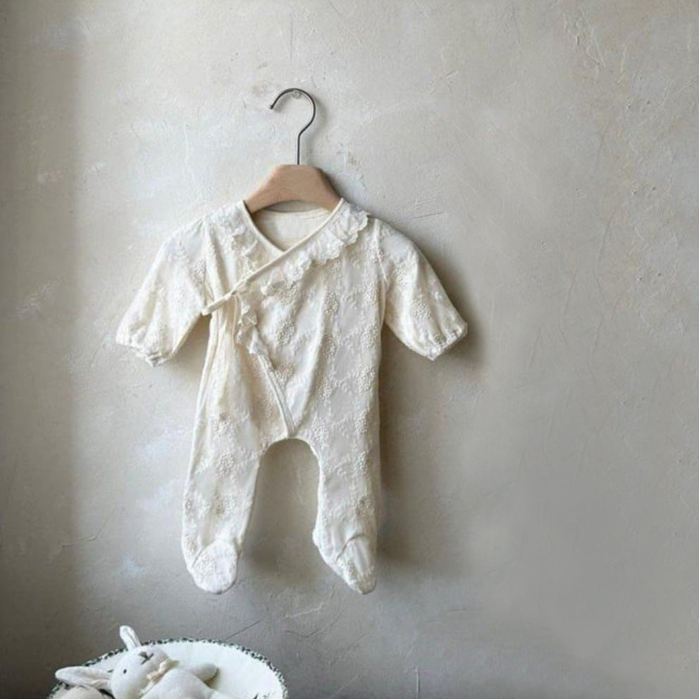 Spring and Summer Arrival Baby Unisex Solid Color Lace Long Sleeves Rompers, MyKids-USA®, Baby One-Pieces, MyKids-USA -  -  -  -  -  -  - .