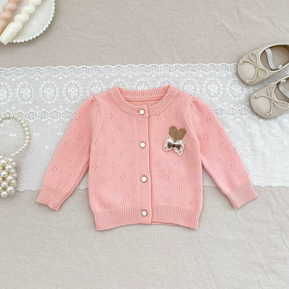 Autumn Arrival Baby Girls Comfortable Hollow-out Pattern Knitted Long Sleeves Cardigan, MyKids-USA®, Cardigans, MyKids-USA -  -  -  -  -  -  - 