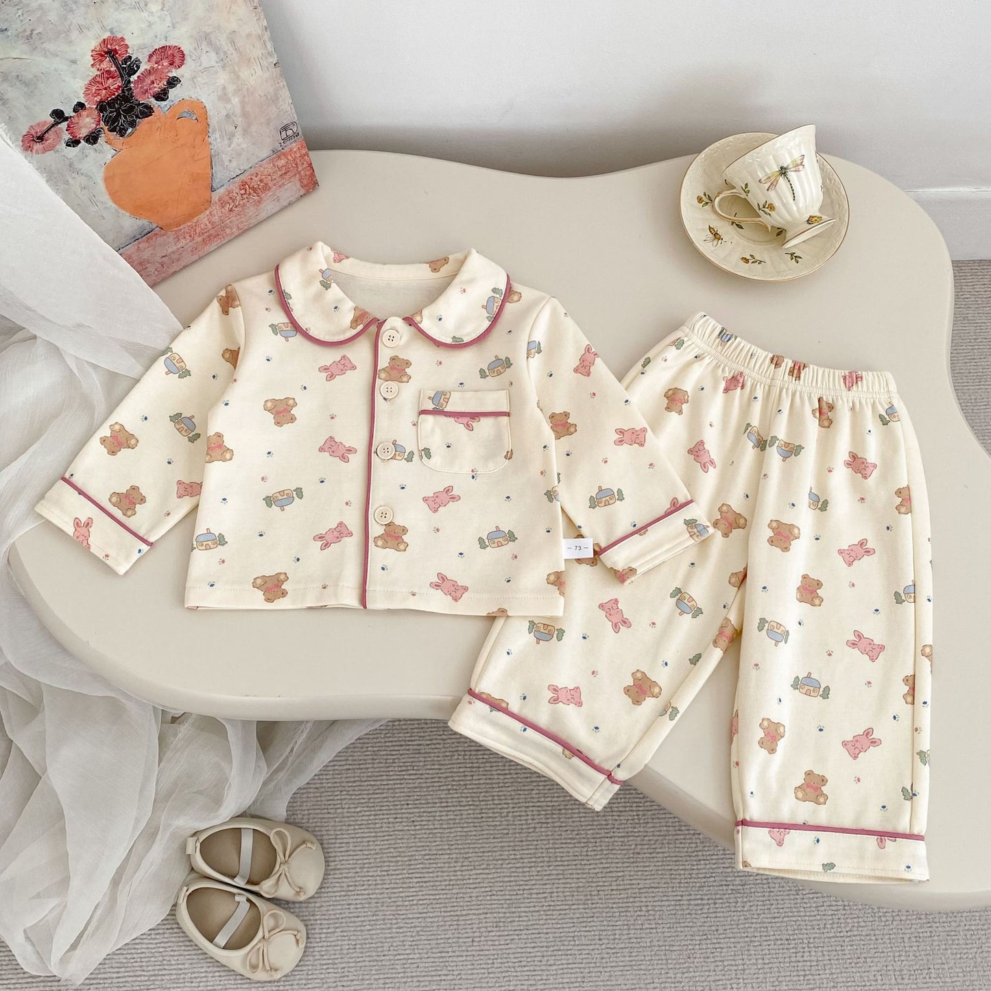 Autumn and Spring Baby Kids Long Sleeves Cute Cartoon Pattern Top and Pants Pajamas Clothing Set, MyKids-USA®, Pajamas, MyKids-USA - Size/Age - 73 (6-9M) - Color - Beige -  -  - TR2512011802-B