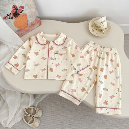 Autumn and Spring Baby Kids Long Sleeves Cute Cartoon Pattern Top and Pants Pajamas Clothing Set, MyKids-USA®, Pajamas, MyKids-USA - Size/Age - 73 (6-9M) - Color - Beige -  -  - TR2512011802-B