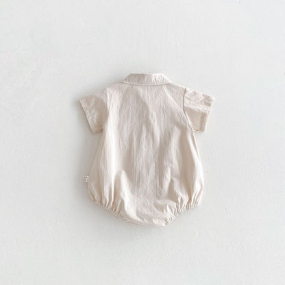 Summer Arrival Baby Boys Short Sleeves Solid Color Turn-down Bodysuit, MyKids-USA®, Bodysuits, MyKids-USA -  -  -  -  -  -  - .