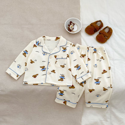 Winter and Autumn Baby Kids Long Sleeves Animals Cartoon Pattern Top and Pants Pajamas Clothing Set, MyKids-USA®, Pajamas, MyKids-USA - Size/Age - 73 (6-9M) - Color - Beige -  -  - TR2511291937-A