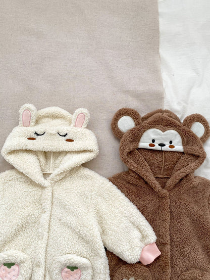 Winter Infant Baby Lovely Little Bear Little Rabbit Style Thermal Pajamas Romper