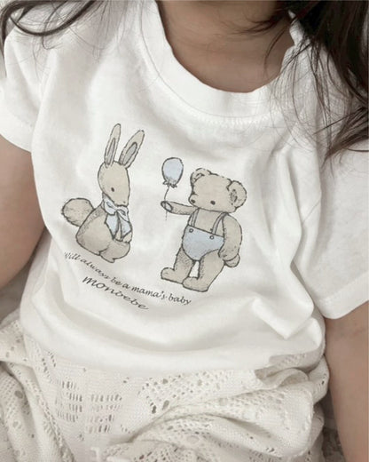 Summer Baby Kids Cartoon and Letters Pattern T-shirt in European and American Style