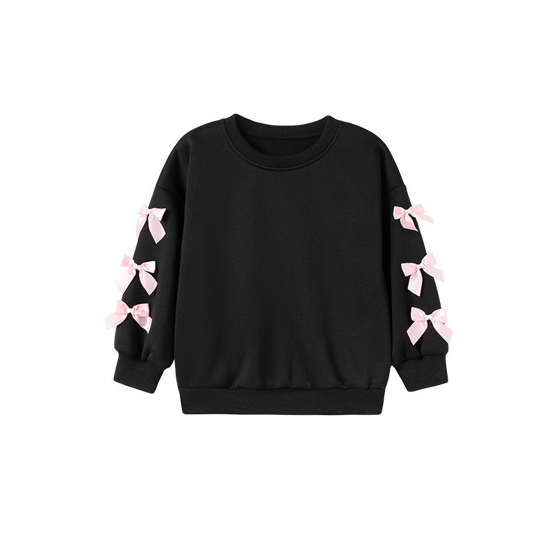 Autumn Arrival Kids Girls Butterfly-bows Decorated Crew Neck Long Sleeves Top Sweatshirt, MyKids-USA®, Sweatshirts, MyKids-USA -  -  -  -  -  -  - 