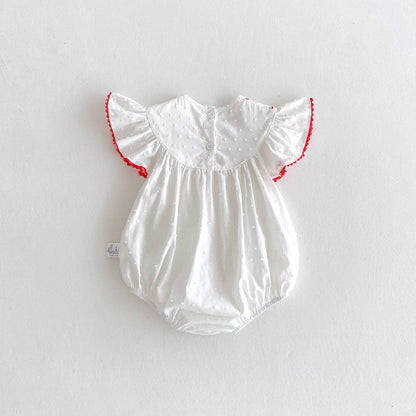 Summer Arrival Baby Girls Cute Fly Sleeves Strawberry Pattern Embroidered Onesies, MyKids-USA®, Baby One-Pieces, MyKids-USA -  -  -  -  -  -  - 