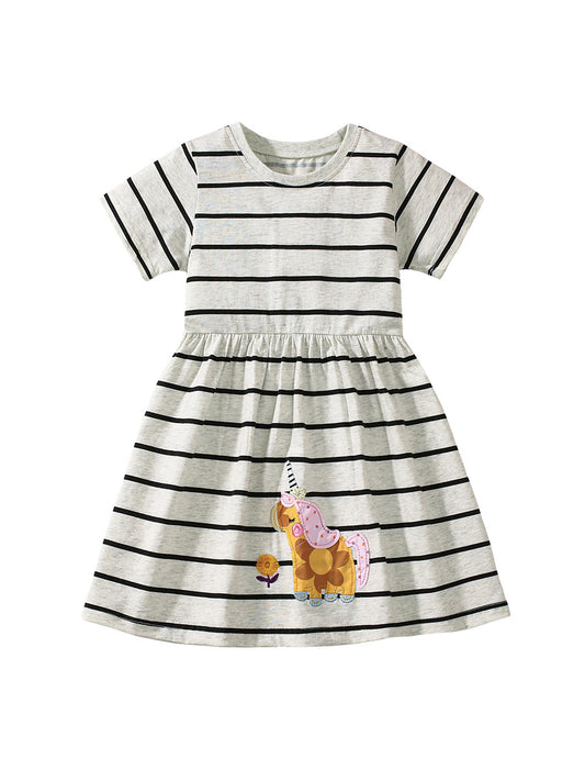 Summer Striped Dress for Girls, European and American Cute Animals Cartoon Pattern Dress, MyKids-USA®, Baby & Toddler Dresses, MyKids-USA -  -  -  -  -  -  - 