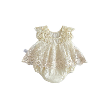 Design Summer Baby Kids Girls Sleeveless Lace Trim Bodysuit