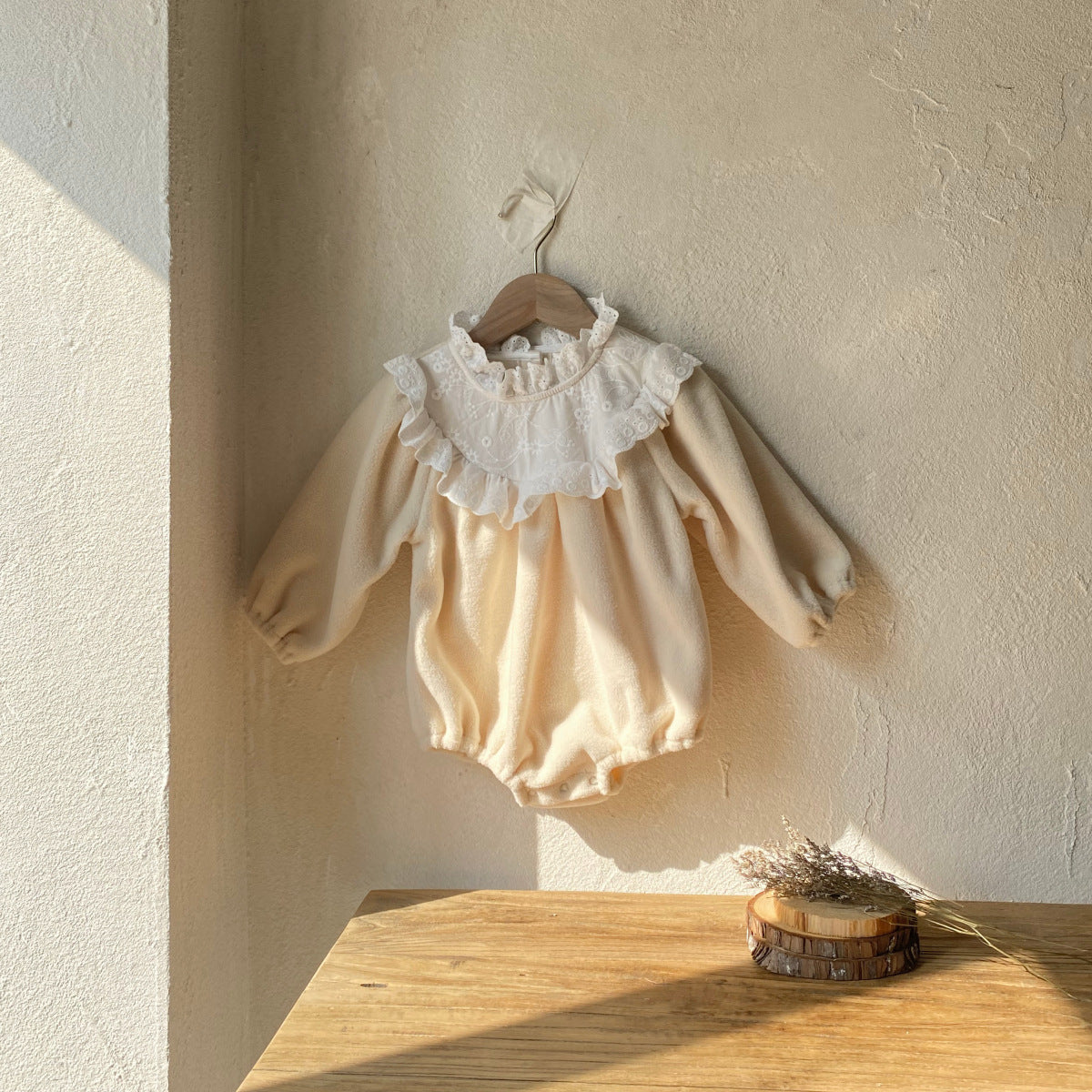MyKids-USA® Autumn Arrival Flowers Embroidered Lace Trim Color Patchwork Baby Kids Girls Princess Long Sleeves Bodysuit