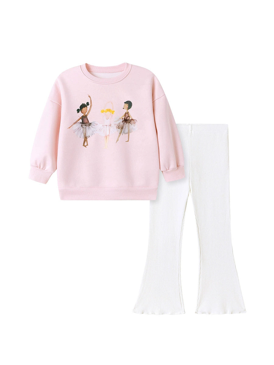Spring and Autumn Girls Dancers Cartoon Pattern Long Sleeves Sweatshirt and Beige Pants Clothing Set, MyKids-USA®, Baby & Toddler Outfits, MyKids-USA -  -  -  -  -  -  - 