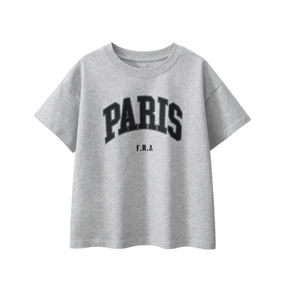 Boys and Girls’ Letters Print T-shirt in European and American Style, MyKids-USA®, Baby & Toddler Tops, MyKids-USA - Size/Age - 120 (5-7Y) - Color - Grey -  -  - TR2503052359-B