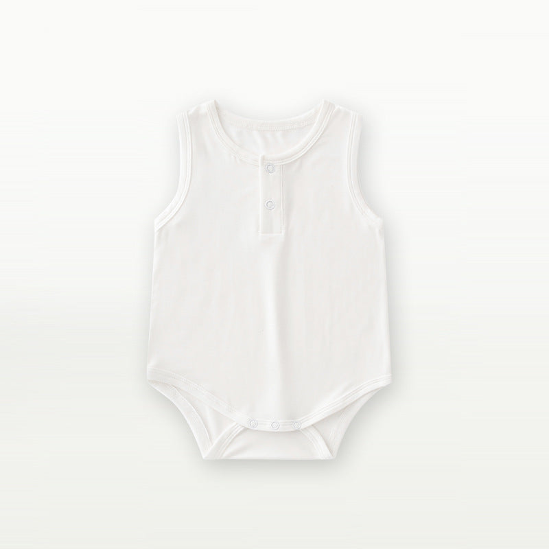Baby Unisex Solid Color Sleeveless Summer Onesies