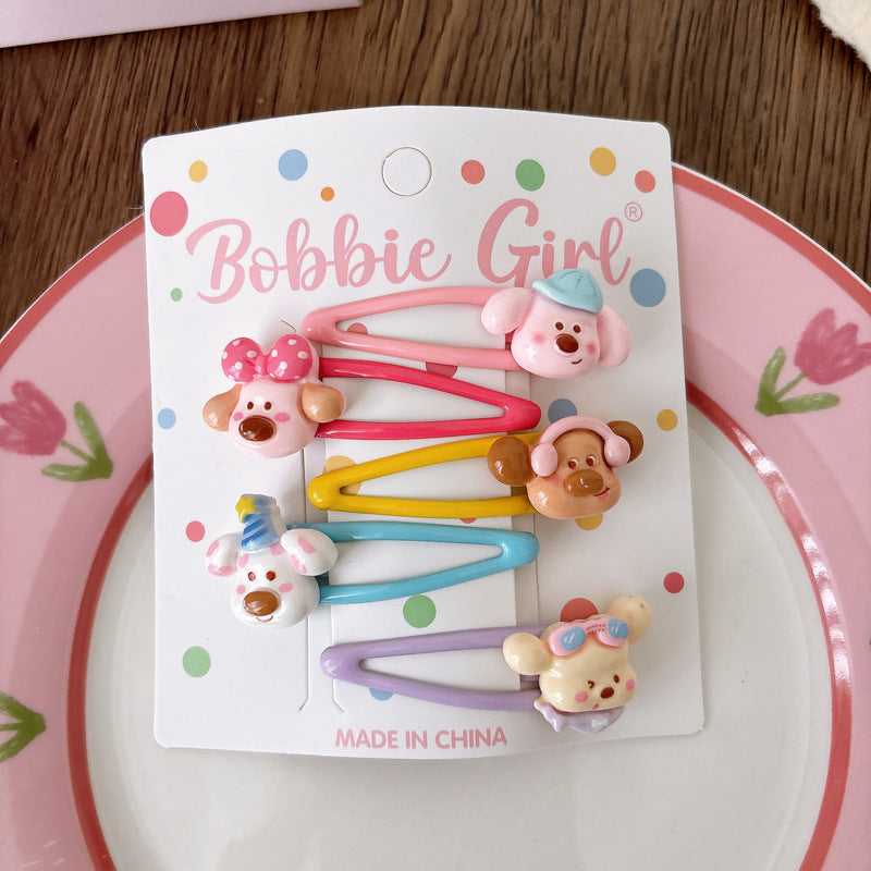 Collection of 5 Cute Animals Pattern Hair Clips, MyKids-USA®, Hair Pins, Claws & Clips, MyKids-USA - Size/Age - Average Size (0-12Y） - Color - Pink -  -  - TR2604282309-D.