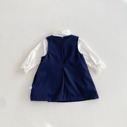 Spring and Autumn Kids Girls Solid Color Beige Long Sleeves Single Breasted Shirt or Preppy Dress Clothing Set, MyKids-USA®, Baby & Toddler Dresses, MyKids-USA -  -  -  -  -  -  - 