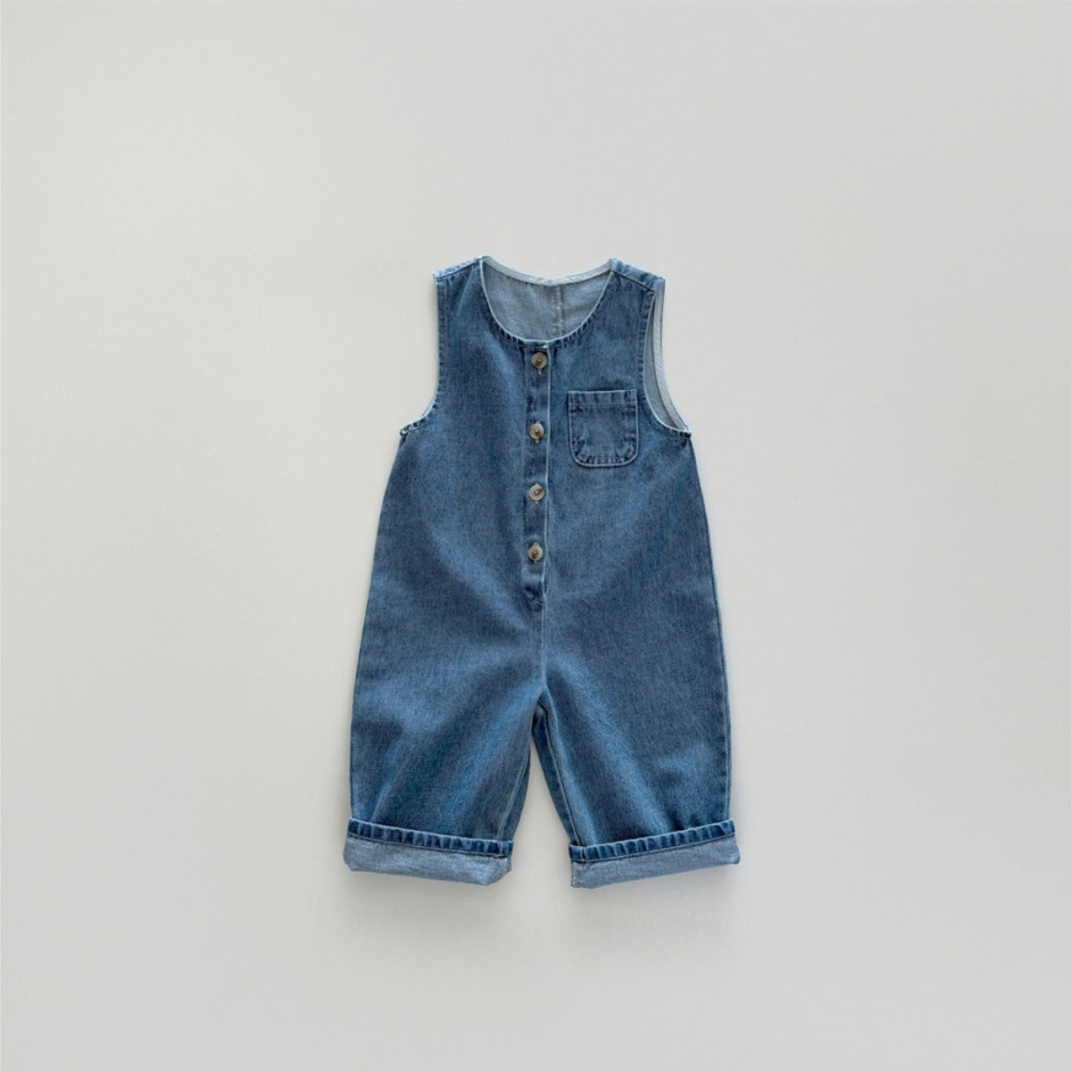 MyKids-USA® Autumn Hot Selling Baby Unisex Solid Color Sleeveless Wear-Outside Denim Romper Overalls