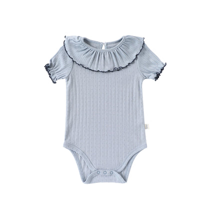 Summer Arrival Baby Unisex Ruffle Design Short Sleeves Thin Onesies, MyKids-USA®, Baby One-Pieces, MyKids-USA - Size/Age - 66 (3-6M) - Color - Blue -  -  - TR2503062301-B