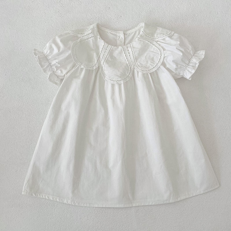 Design Summer Girls Hollow Out Flower Collar Sleeveless Onesies and Short Sleeves Dress – Sister Matching Clothing Set, MyKids-USA®, Baby & Children's Outfits, MyKids-USA - Size/Age - 66 (3-6M) - Color - White -  -  - TR2604192321-B.