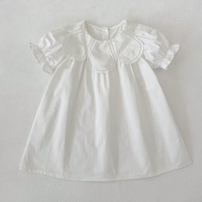 Design Summer Girls Hollow Out Flower Collar Sleeveless Onesies and Short Sleeves Dress – Sister Matching Clothing Set, MyKids-USA®, Baby & Children's Outfits, MyKids-USA - Size/Age - 66 (3-6M) - Color - White -  -  - TR2604192321-B.
