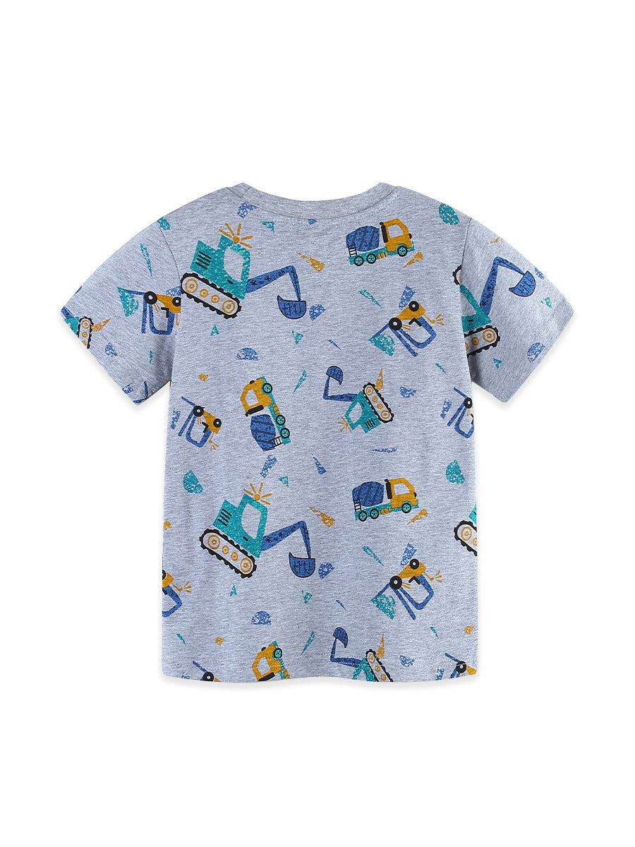 Summer Boys’ Cartoon Pattern Grey T-shirt in European and American Style, MyKids-USA®, T-Shirts, MyKids-USA -  -  -  -  -  -  - .