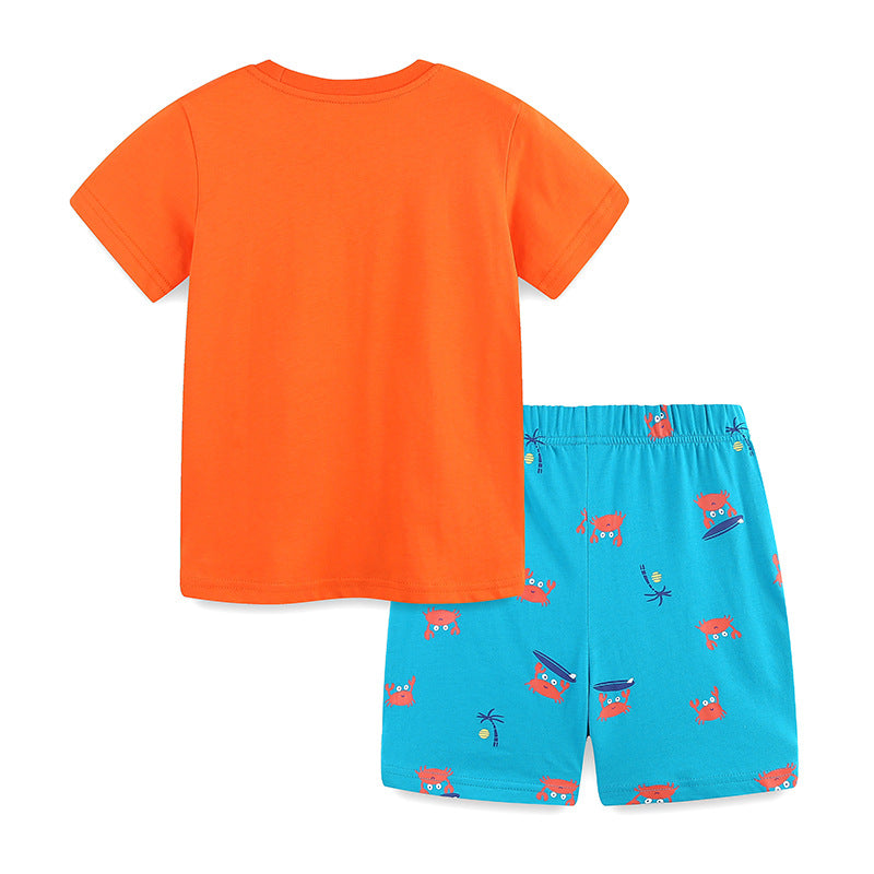 Summer Baby Kids Cartoon Crabs Pattern T-shirt and Shorts Clothing Set for Boys, MyKids-USA®, Baby & Toddler Outfits, MyKids-USA -  -  -  -  -  -  - 
