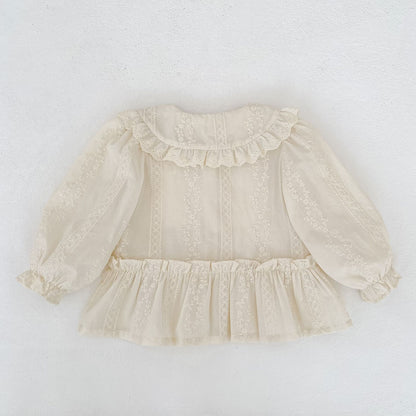 MyKids-USA® Arrival Autumn Baby Kids Girls Long Sleeves Flowers Embroidered Shirt