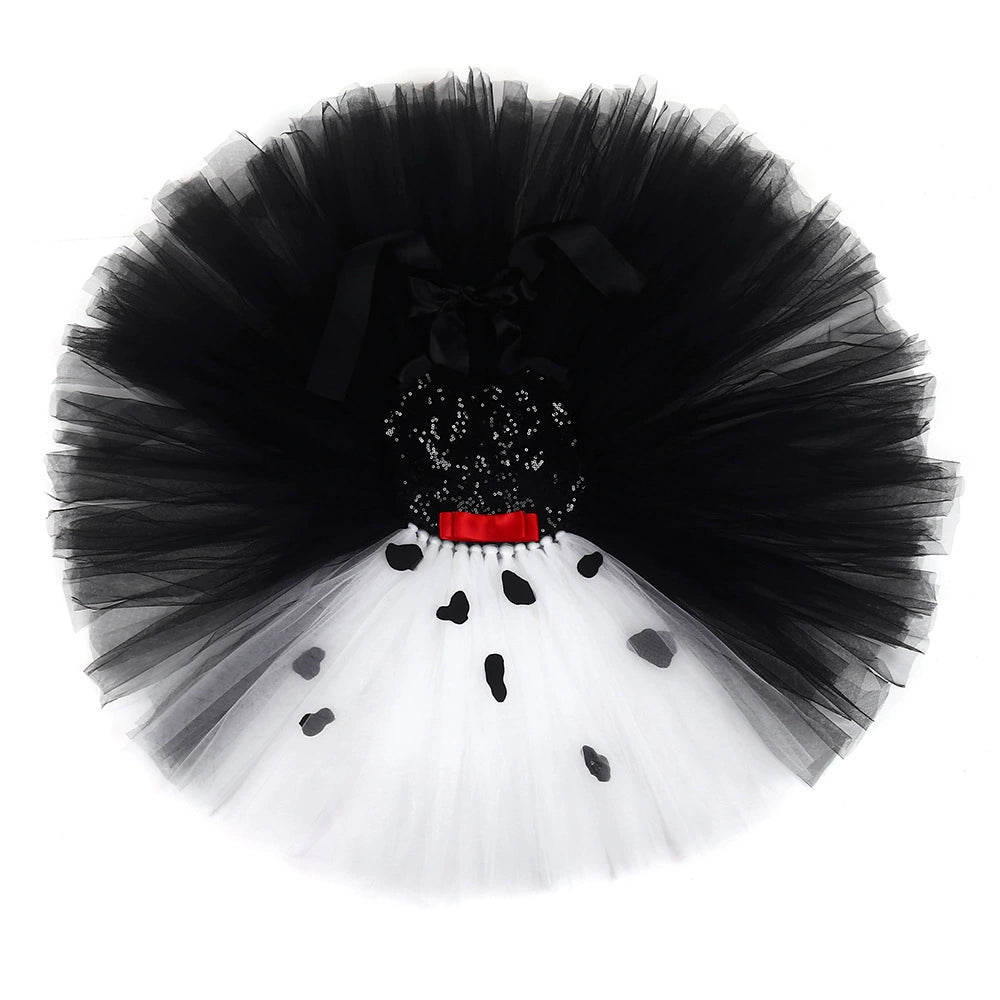 Arrival Girls’ Cruella-Inspired Halloween Costume – Black and White Devil Witch Tutu Dress Set for Cosplay, MyKids-USA®, Costume Sets, MyKids-USA -  -  -  -  -  -  - .