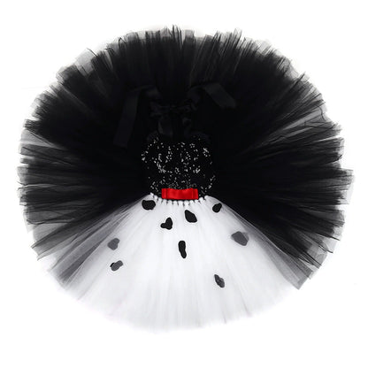 Arrival Girls’ Cruella-Inspired Halloween Costume – Black and White Devil Witch Tutu Dress Set for Cosplay, MyKids-USA®, Costume Sets, MyKids-USA -  -  -  -  -  -  - .