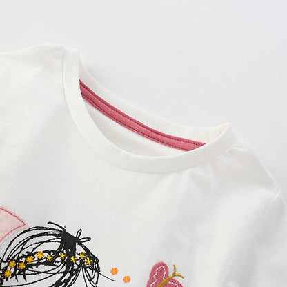 Summer Girls’ Cartoon and Flowers Pattern T-shirt in European and American Style, MyKids-USA®, Baby & Toddler Tops, MyKids-USA -  -  -  -  -  -  - 