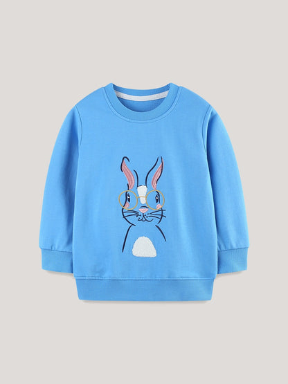 Autumn and Spring Arrival Animals Cartoon Pattern Long Sleeves Pullover for Stylish Girls