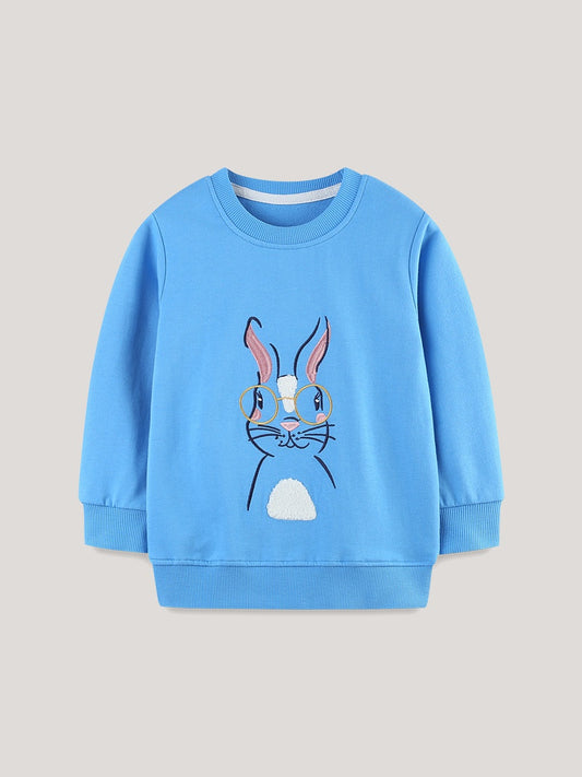 Autumn and Spring Arrival Animals Cartoon Pattern Long Sleeves Pullover for Stylish Girls