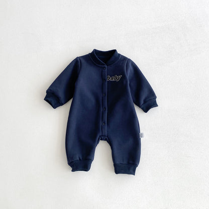 Winter and Autumn Arrival Baby Unisex Long Sleeves Letters Pattern Warm Fleece Rompers, MyKids-USA®, Baby One-Pieces, MyKids-USA - Size/Age - 66 (3-6M) - Color - Navy Blue (Dark Blue) -  -  - TR2510152317-C