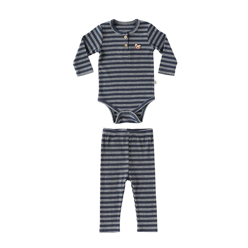 Autumn Arrival Baby Unisex Long Sleeves Casual Striped Crew Neck Onesies and Pants Clothing Sets, MyKids-USA®, Baby & Toddler Outfits, MyKids-USA - Size/Age - 66 (3-6M) - Color - Black -  -  - TR2508272306-A