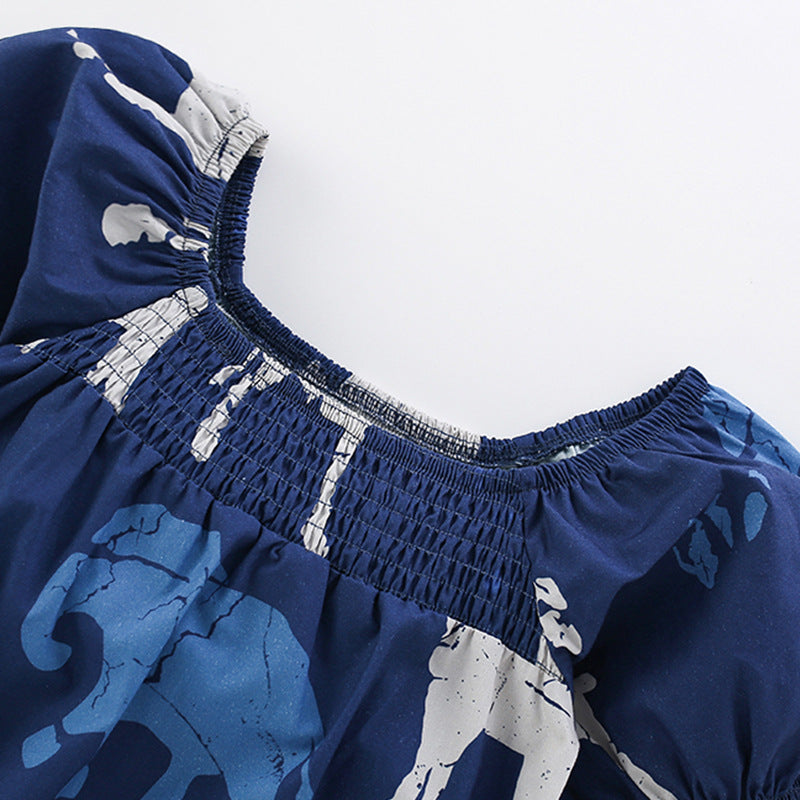 Summer Arrival Animals Pattern Short Sleeves Square Neck Dress for Stylish Girls, MyKids-USA®, Baby & Toddler Dresses, MyKids-USA -  -  -  -  -  -  - 