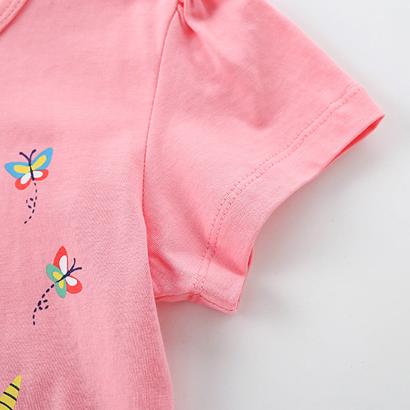 Summer Girls’ Unicorn Cartoon Pattern T-shirt in European and American Style, MyKids-USA®, T-Shirts, MyKids-USA -  -  -  -  -  -  - .