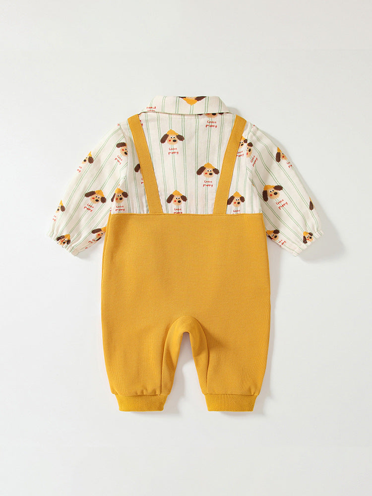 Spring Arrival Baby Cartoon Puppy Pattern Romper with Turn-down Collar, MyKids-USA®, Baby One-Pieces, MyKids-USA -  -  -  -  -  -  - 