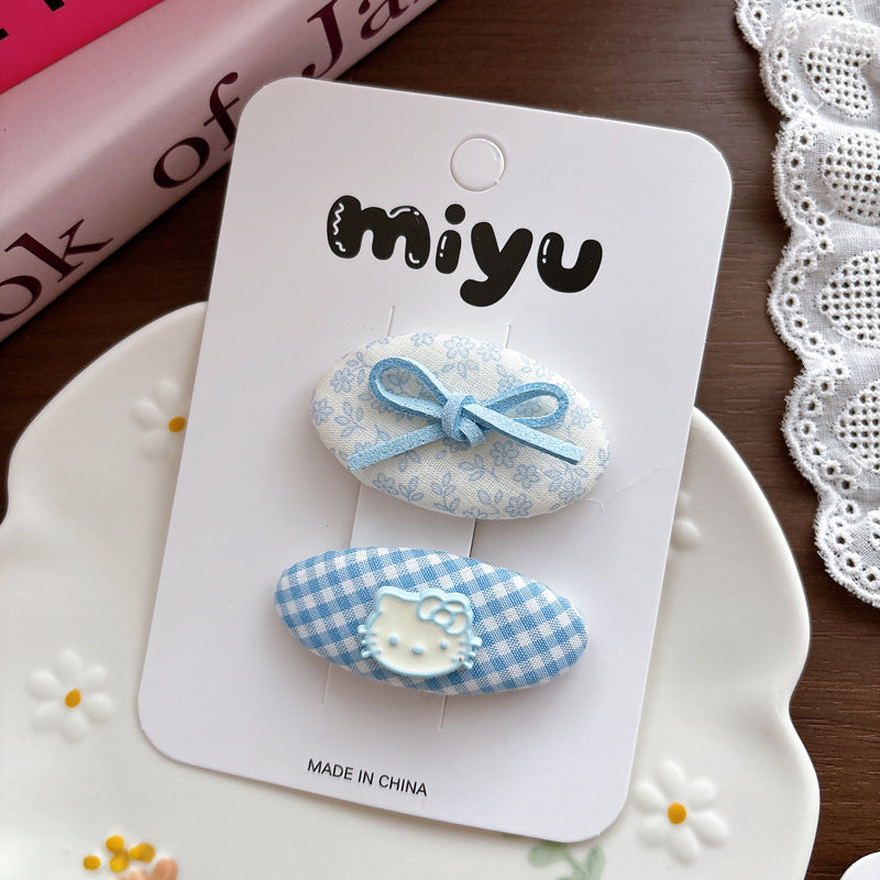 Collection of 2 Cute Blue and Cartoon Hair Clips, MyKids-USA®, Hair Pins, Claws & Clips, MyKids-USA - Size/Age - Average Size (0-12Y） - Color - White -  -  - TR2604291532-F.
