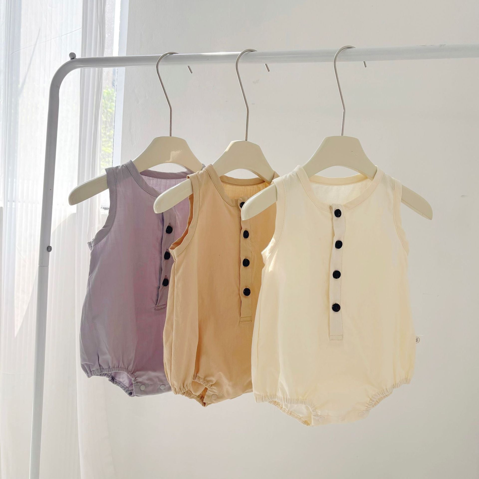 Summer Arrival Baby Unisex Simple Plain Sleeveless Open-front Thin Onesies, MyKids-USA®, Baby One-Pieces, MyKids-USA -  -  -  -  -  -  - 