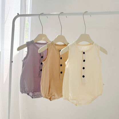 Summer Arrival Baby Unisex Simple Plain Sleeveless Open-front Thin Onesies, MyKids-USA®, Baby One-Pieces, MyKids-USA -  -  -  -  -  -  - 