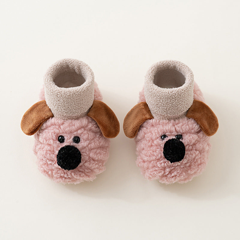 Autumn and Winter Baby Unisex Cute Color Patchwork Puppy Pattern Toddler Soft-Sole Walking Shoes, MyKids-USA®, First Steps & Crawlers, MyKids-USA - Size/Age - insole length 11.00 cm - Color - Pink -  -  - TR2601021032-E.