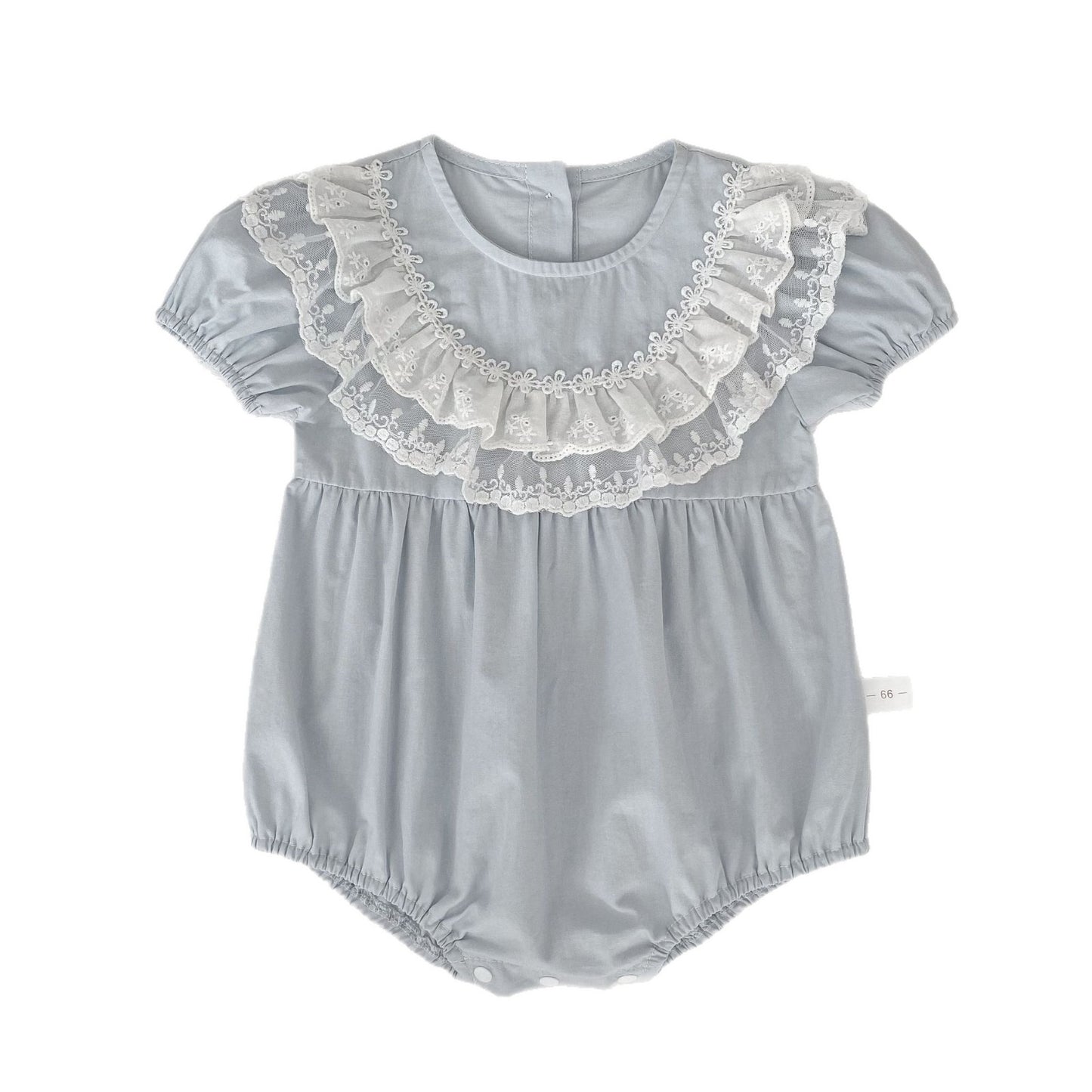 Summer Arrival Baby Girls Short Sleeves Lace Trim Crew Neck Bodysuit, MyKids-USA®, Bodysuits, MyKids-USA - Size/Age - 66 (3-6M) - Color - Blue -  -  - TR2604212239-A.
