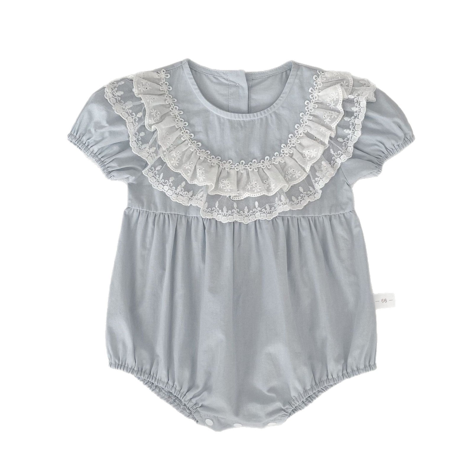 Summer Arrival Baby Girls Short Sleeves Lace Trim Crew Neck Bodysuit, MyKids-USA®, Bodysuits, MyKids-USA - Size/Age - 66 (3-6M) - Color - Blue -  -  - TR2604212239-A.