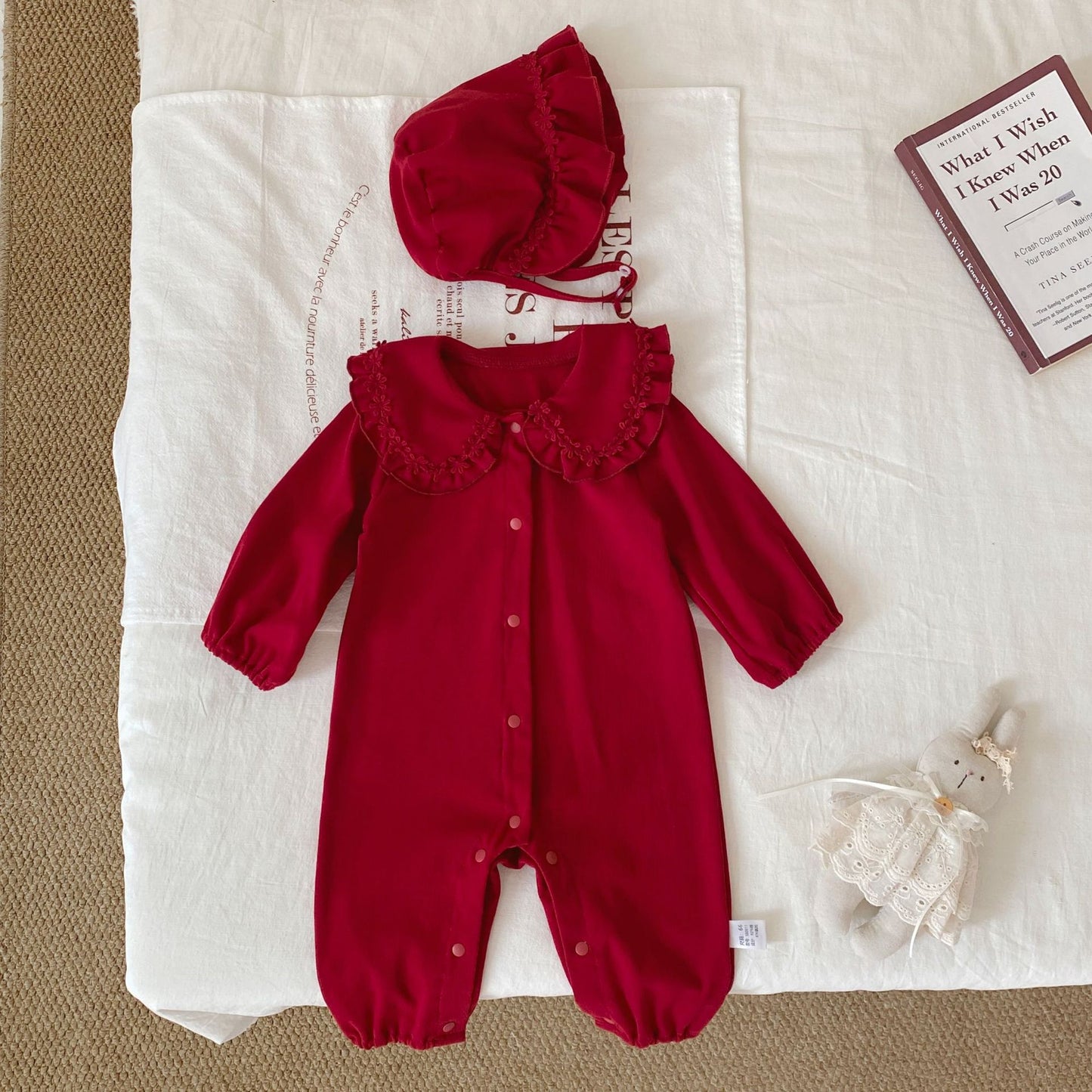 Autumn and Winter Arrival Baby Girls Long Sleeves Flowers Pattern Single Breasted Rompers, MyKids-USA®, Baby One-Pieces, MyKids-USA - Size/Age - 66 (3-6M) - Color - Red -  -  - TR2512071754-B.