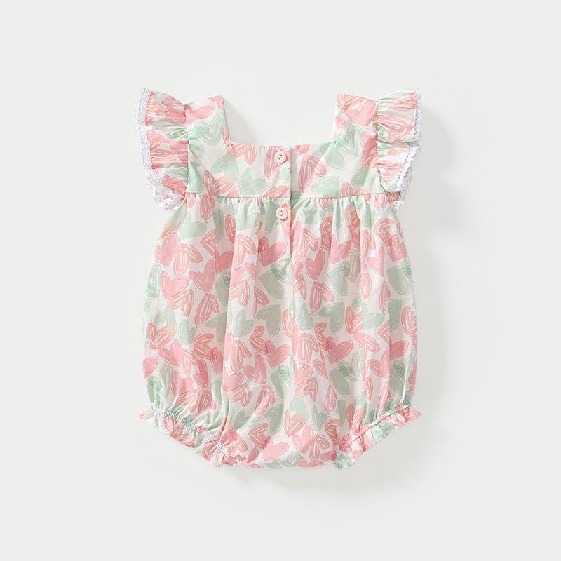 Summer Arrival Baby Girls Cute Hearts Pattern Fly Sleeves Onesies, MyKids-USA®, Baby One-Pieces, MyKids-USA -  -  -  -  -  -  - 