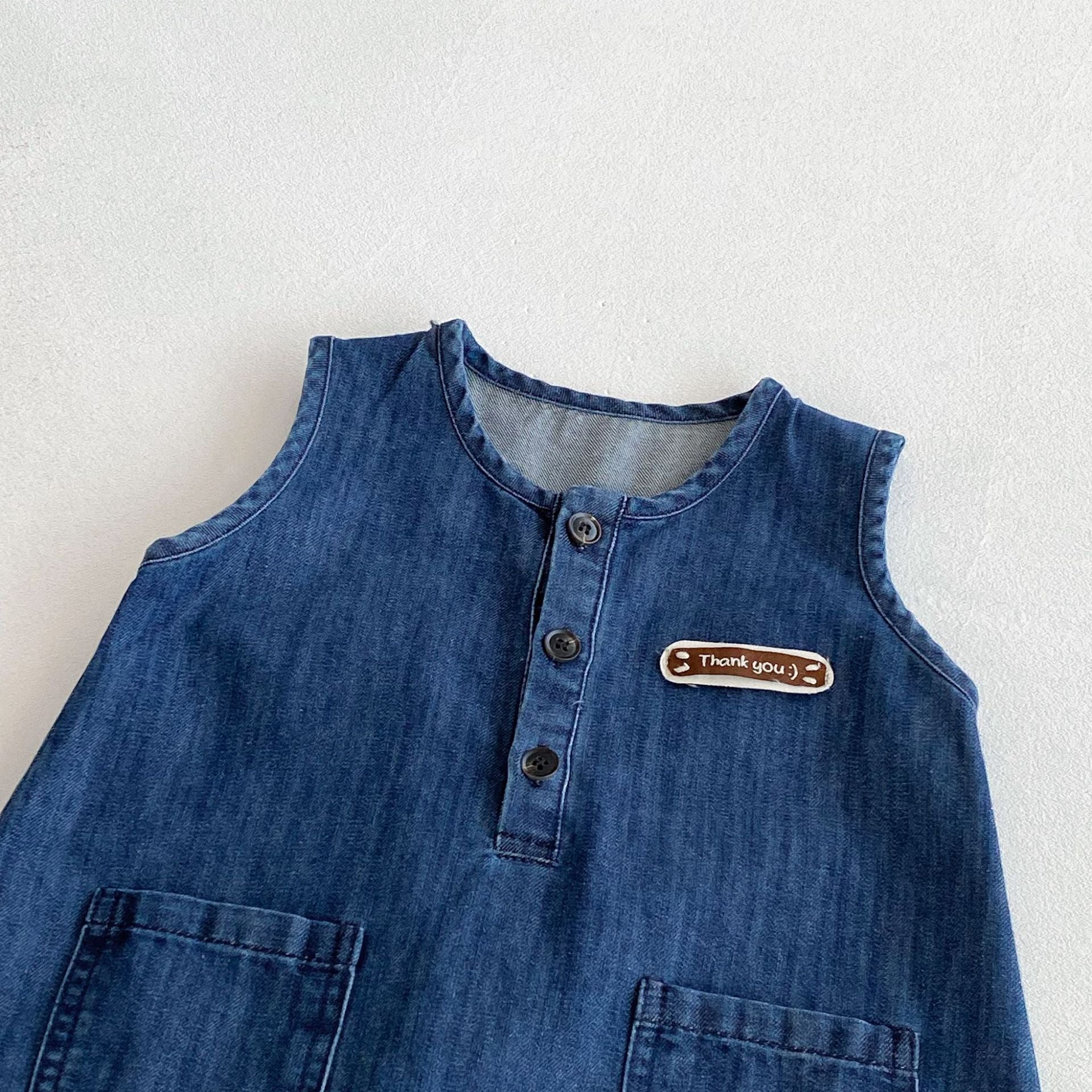 Autumn Arrival Baby Unisex Sleeveless Letters Pattern Denim Rompers, MyKids-USA®, Baby & Toddler Outfits, MyKids-USA -  -  -  -  -  -  - 