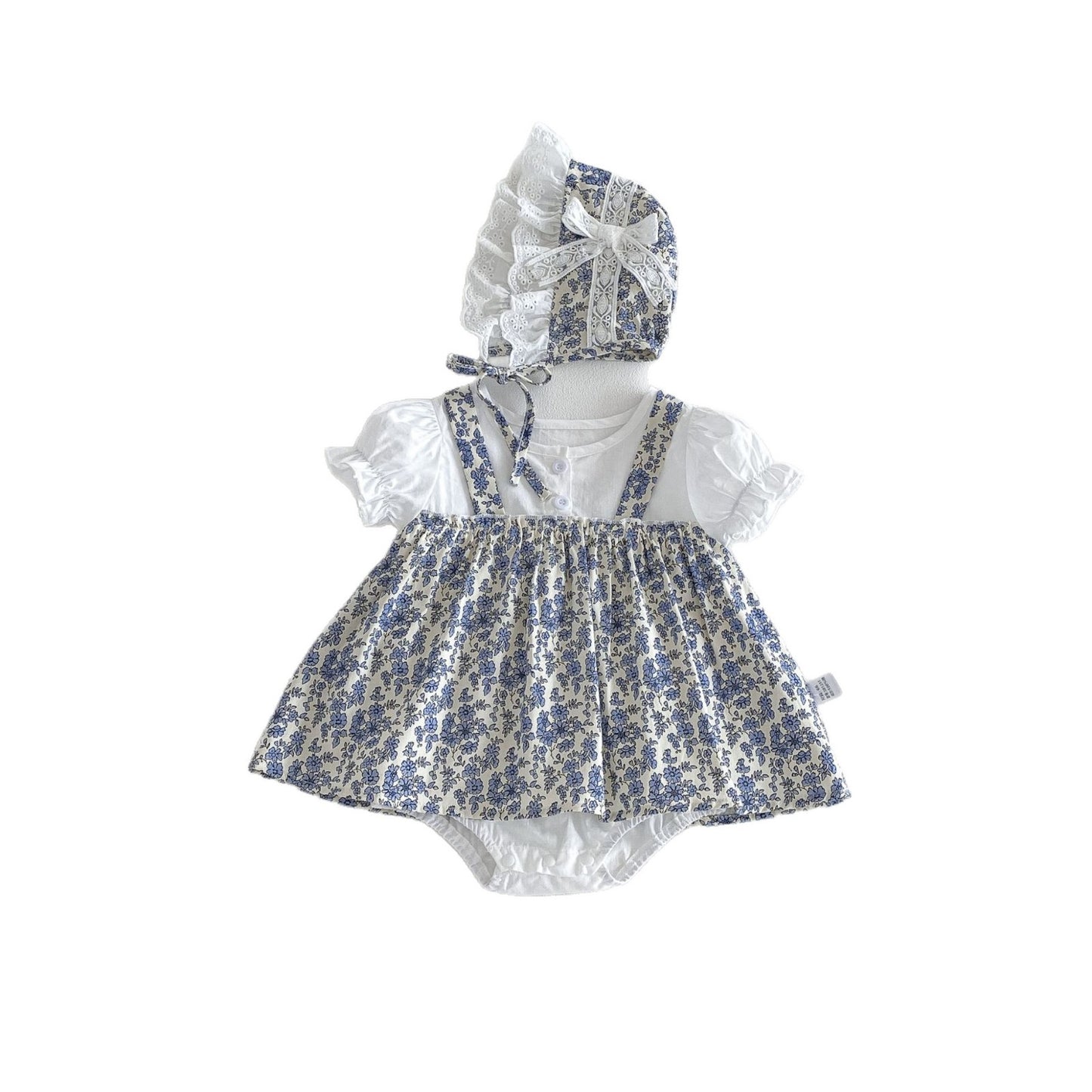Summer Arrival Baby Girls Short Sleeves Flowers Pattern Bodysuit with Hat, MyKids-USA®, Baby & Children's Outfits, MyKids-USA - Size/Age - 66 (3-6M) - Color - Beige -  -  - TR2604242242-A.