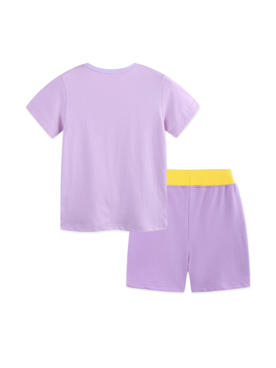 Arrival Summer Baby Kids Girls Short Sleeves Cartoon Pattern T-shirt and Shorts Clothing Set