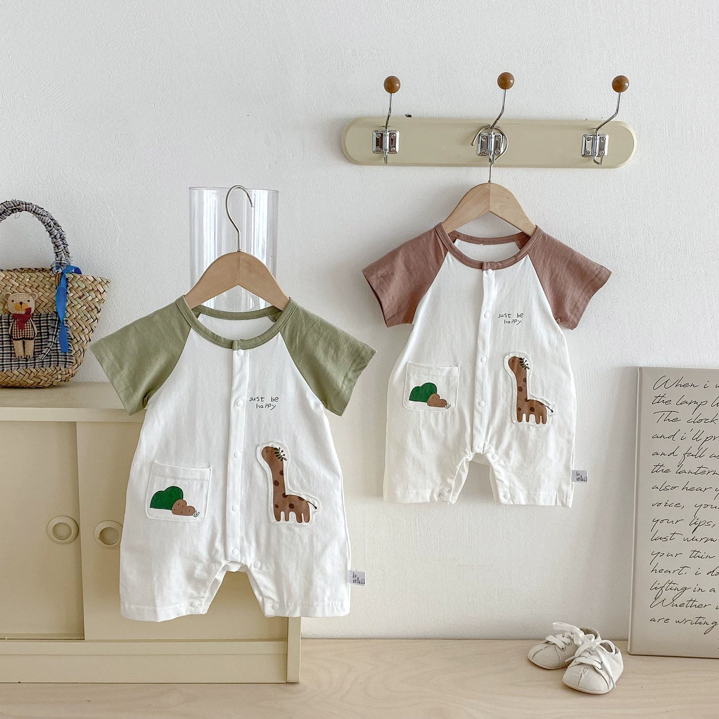 Summer Arrival Baby Unisex Letters and Cartoon Pattern Short Sleeves Casual Rompers, MyKids-USA®, Baby One-Pieces, MyKids-USA -  -  -  -  -  -  - 