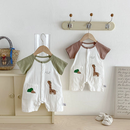 Summer Arrival Baby Unisex Letters and Cartoon Pattern Short Sleeves Casual Rompers, MyKids-USA®, Baby One-Pieces, MyKids-USA -  -  -  -  -  -  - 