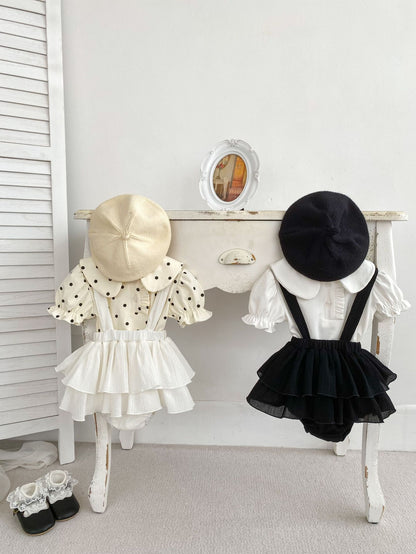 Summer Baby Kids Girls Fashion Short Sleeves Base Shirt And Skirt Clothing Set
