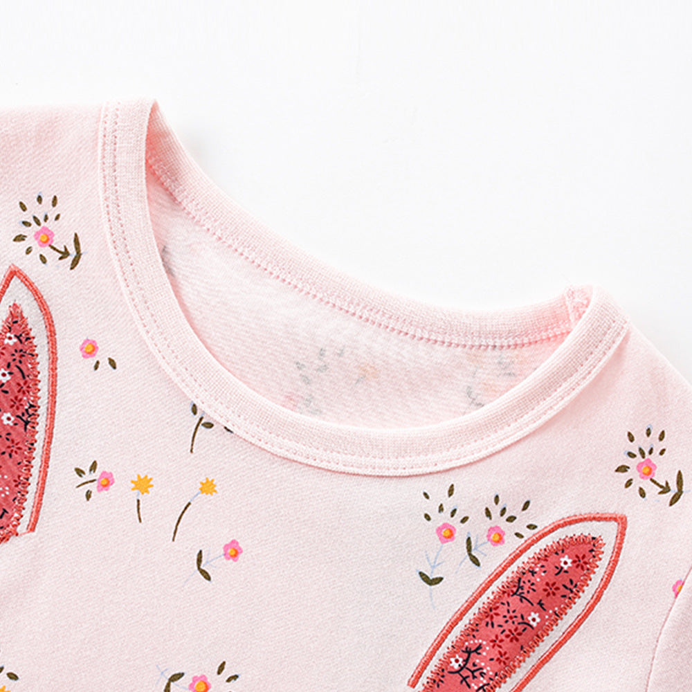 Summer Arrival Cartoon and Flowers Pattern Short Sleeves Crew Neck Dress for Stylish Girls, MyKids-USA®, Baby & Children's Dresses, MyKids-USA -  -  -  -  -  -  - .